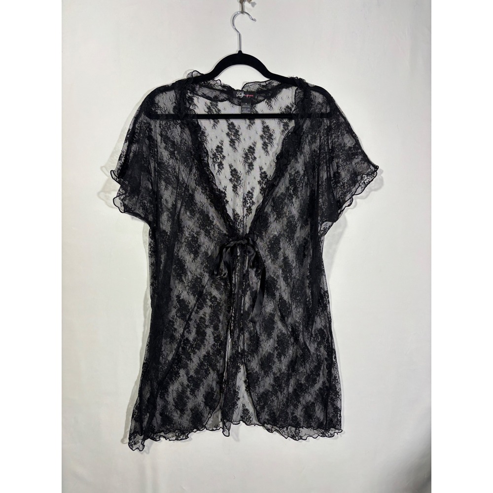 Whimsygoth Feminine Gothic Coquette Smart & Sexy Lace Tie Front Robe Women XL